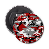 Rode en grijze camouflage, leger, leger button flesopener (Voorkant)
