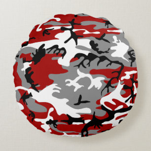 Rode en grijze camouflage, leger, leger rond kussen