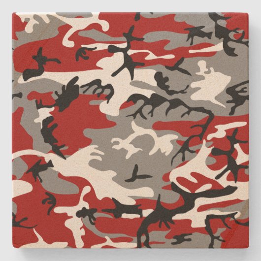 Rode en grijze camouflage, leger, leger stenen onderzetter (Voorkant)