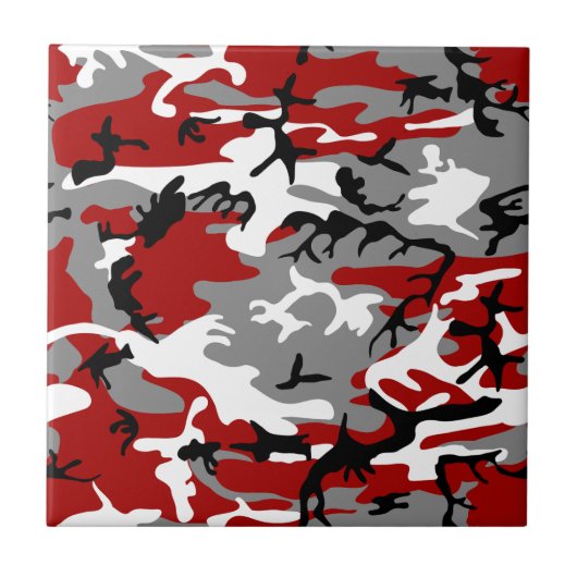 Rode en grijze camouflage, leger, leger tegeltje (Voorkant)