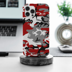Rode en grijze camouflage, militair, leger iPhone 15 pro max hoesje