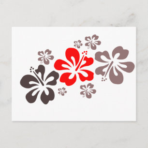 Rode en grijze hibiscus briefkaart