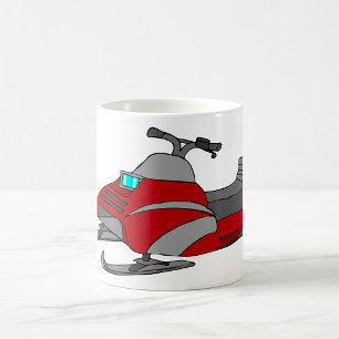 Rode en grijze sneeuwscooter koffiemok