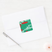 rode en groene 1123 abstracte kunst vierkante sticker (Envelop)