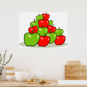 Rode en Groene Appel stapel Verse Vruchten Poster