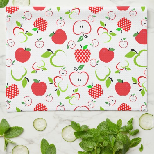 Rode en groene appels theedoek (Gevouwen)