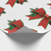 Rode en groene boog met Holly White Wrapping Paper Cadeaupapier (Hoek)