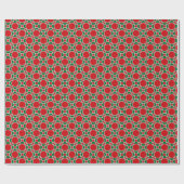 Rode en groene cirkels Patroon Kerstmis Cadeaupapier (Vlak)