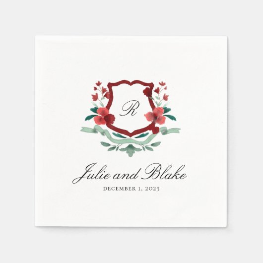 Rode en groene classic Weddenschap Crest Napkins Servet (Voorkant)