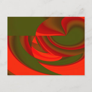 Rode en groene Cubist Abstract Briefkaart