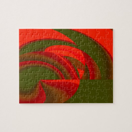 Rode en groene Cubist Abstract Legpuzzel (Horizontaal)