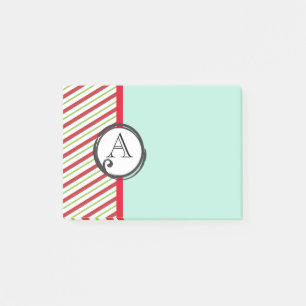 rode en groene diagonale strepen met monogram post-it® notes