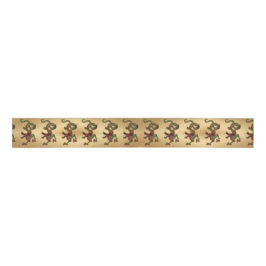 Rode en Groene Draak Grosgrain Lint (Voorkant)