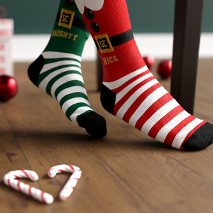 Rode en Groene Elf Stoute en Brave Kerstsokken Sokken