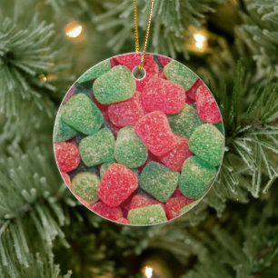Rode en groene Gumdrops Snoep Foto Keramisch Ornament