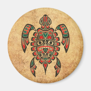  rode en groene Haida Zee Turtle Magneet