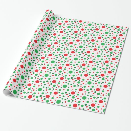 Rode en groene kerst Polka Dots Gift Wrap Cadeaupapier (Uitgerold)