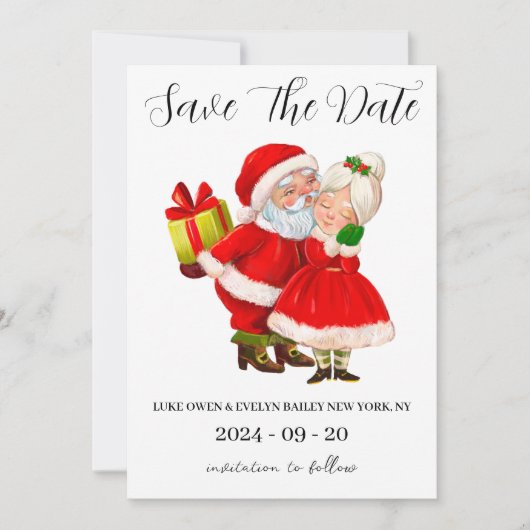 Rode en groene kerst save the date kaarten (Voorkant)