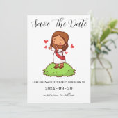 Rode en groene kerst save the date kaarten (Staand voorkant)