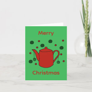 Rode en Groene Kerst Theepot Kaart