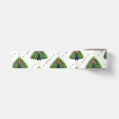 Rode en groene kerstboom pauw patroon lint (Voorkant)