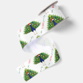Rode en groene kerstboom pauw patroon lint (Achterkant)
