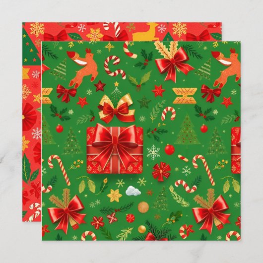 RODE EN GROENE KERSTDAG KAART (Voorkant / Achterkant)