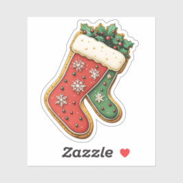 Rode en groene kerstkousen Cookie Sticker