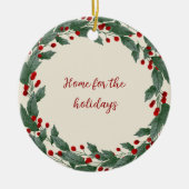 Rode en groene kerstkrans keramisch ornament (Voorkant)