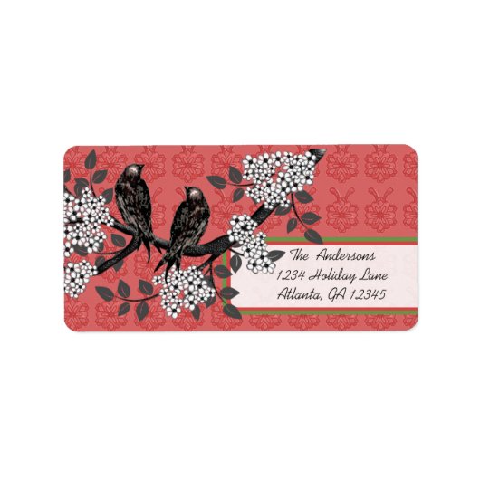 Rode en groene kerstlabels voor vogels etiket (Voorkant)