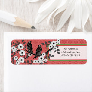 Rode en groene kerstlabels voor vogels etiket
