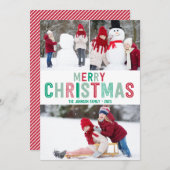 Rode en Groene Kerstmis Kaarten met Drie Afbeeldin (Voorkant / Achterkant)