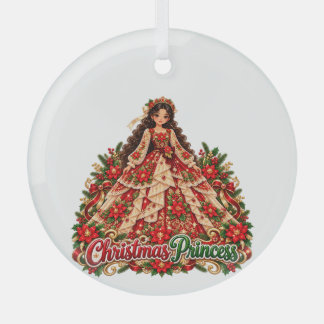 Rode en Groene Kerstprinses Glas Ornament