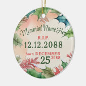 Rode en groene kerstvakantie Memorial Foto Keramisch Ornament (Links)
