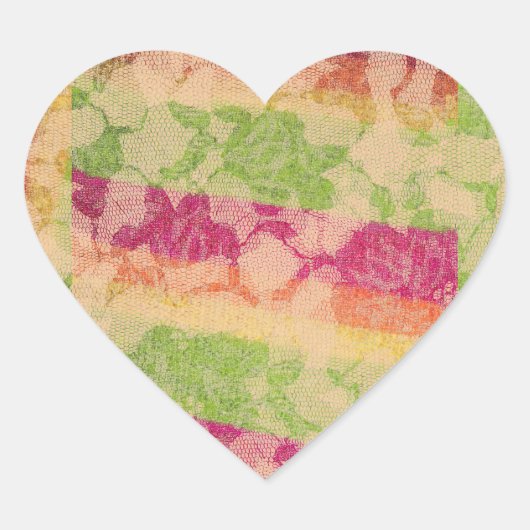 Rode en groene kubistische Rozen Hart Sticker (Voorkant)
