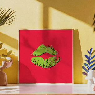 Rode en Groene Kuslippen Poster