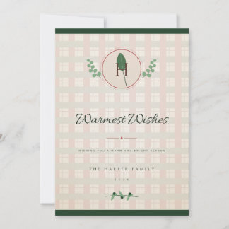Rode en groene laurier monogram kerstkaart