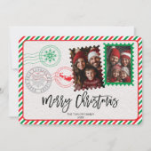  rode en groene letter foto vrolijk kerstfeest feestdagenkaart (Voorkant)