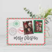  rode en groene letter foto vrolijk kerstfeest feestdagenkaart (Staand voorkant)