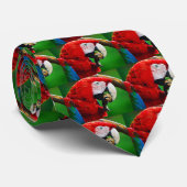 Rode en groene Macaw Stropdas (Opgerold)