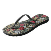 Rode en groene paddenstoelen en bloemen teenslippers (Schuin)