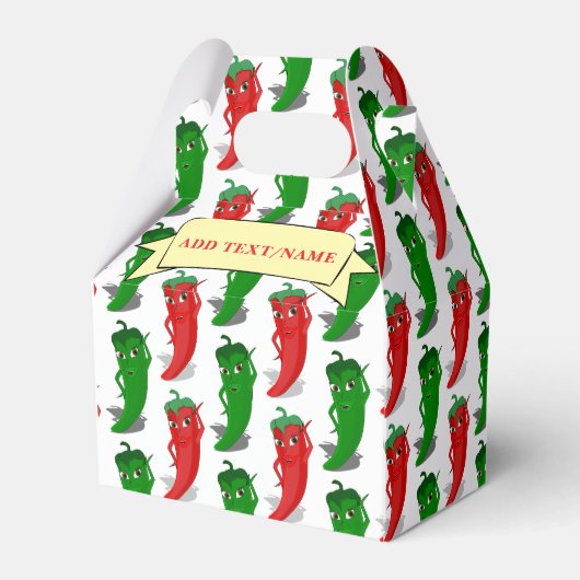Rode en groene Pepper Divas Cartoon Patroon Custom Bedankdoosjes (Achterkant)