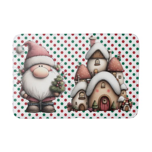 Rode en groene poka Dots Badmat (Voorkant)