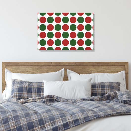 Rode en groene poka dots op wit canvas afdruk (Insitu (Slaapkamer))