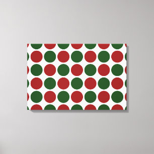 Rode en groene poka dots op wit canvas afdruk