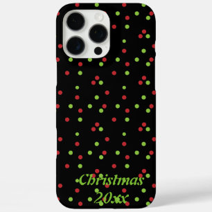 Rode en groene Poka-stippen op zwarte telefoontas iPhone 16 Pro Max Hoesje
