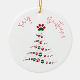 Rode en Groene Poot Kerstboom | Furry Christmas Keramisch Ornament