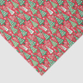 Rode en Groene Preppy Kerstbomen Tissuepapier (Detail)