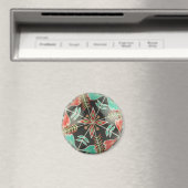 Rode en groene Pysanka Flowers Round Magnet Magneet (Insitu (Vaatwasser))
