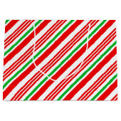 Rode en groene snoepriet gestreepte kerst groot cadeauzakje (Voorkant)